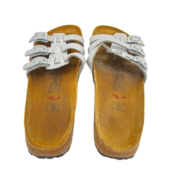 Birkenstock Birki’s Silver Printed Slip On Sandals - Picture 7 of 14
